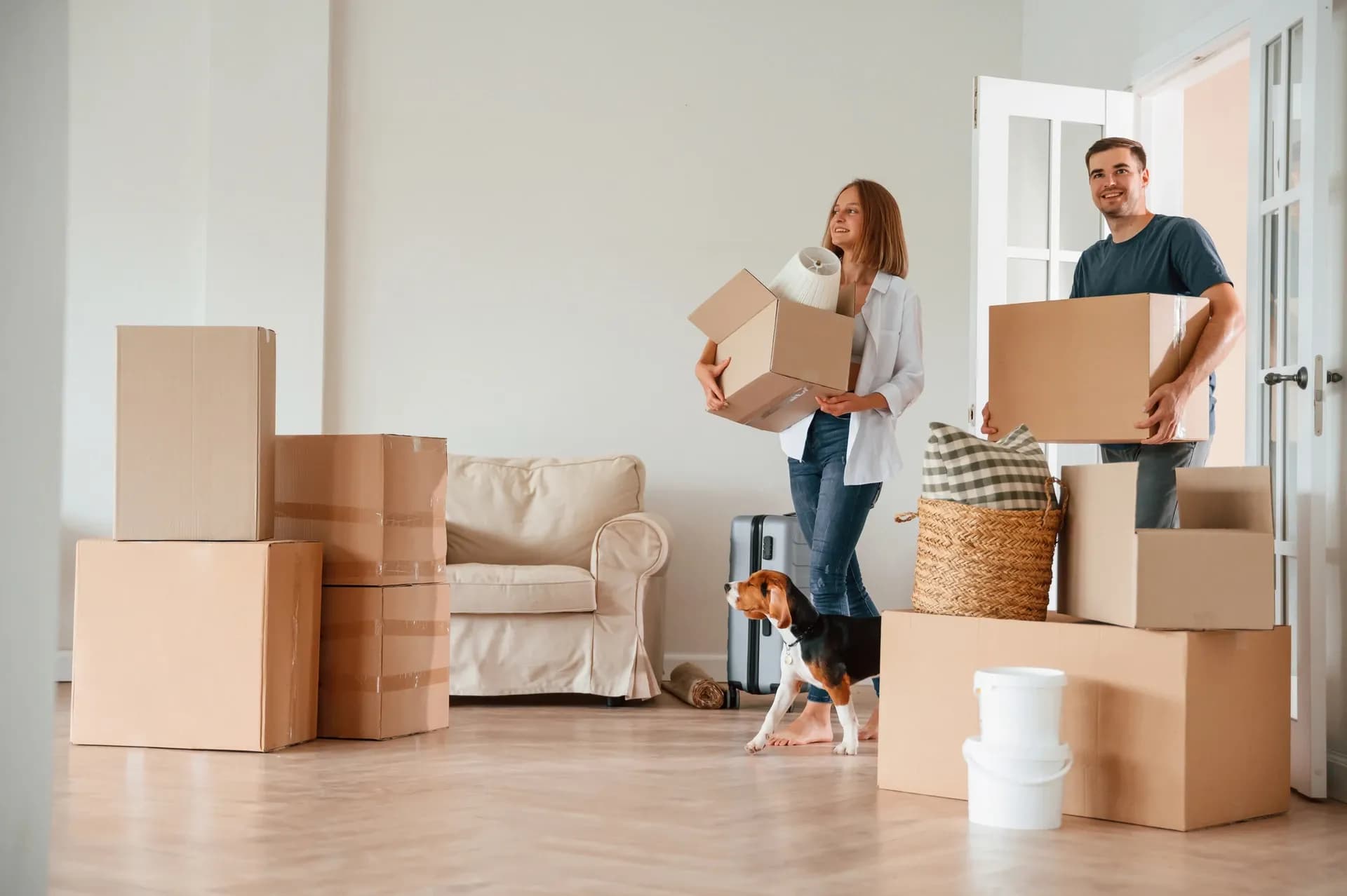 A couple moving into a new home